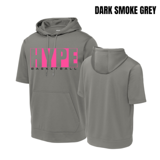 Hype Basketball Boxed Fleece Short Sleeve Hooded Pullover in Dark Smoke Grey