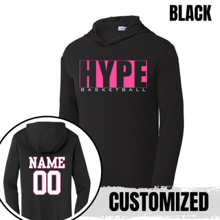 Hype Basketball Boxed PosiCharge Competitor Hoodie in Black with personalized name and number on the back