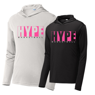 Hype Basketball Boxed PosiCharge Competitor Hoodie in Silver and Black with pink and black boxed HYPE Basketball design
