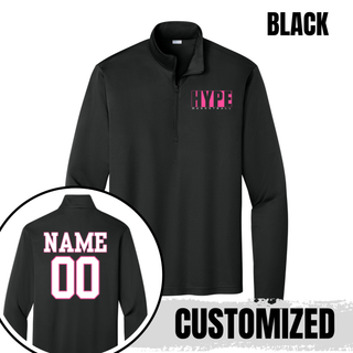 Hype Basketball Boxed PosiCharge Quarter-Zip in Black, personalized with name and number on back