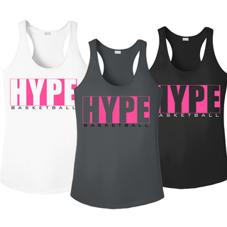 Hype Basketball Boxed Women's PosiCharge Racerback Tank in White, Grey, and Black
