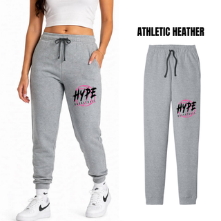Hype Basketball Core Fleece Joggers in Athletic Heather Grey, lifestyle and flat view