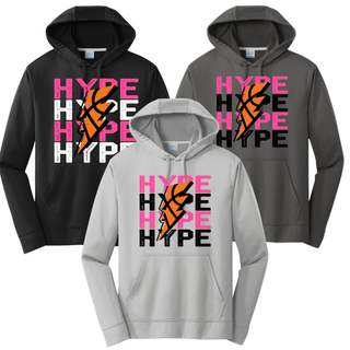 Hype Basketball Lightning Bolt Performance Fleece Hoodie in black, charcoal, and silver