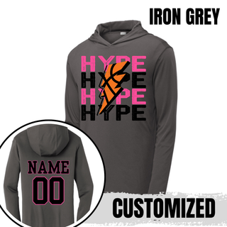 Hype Basketball Lightning Bolt PosiCharge Competitor Hoodie in Iron Grey, Customized with Name and Number