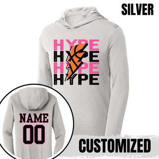 Hype Basketball Lightning Bolt PosiCharge Competitor Hoodie in Silver, Customized with Name and Number