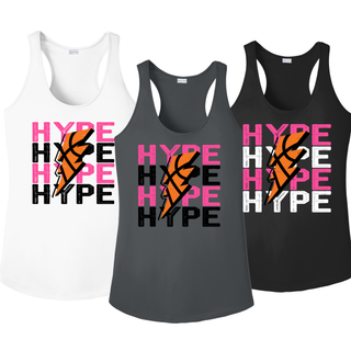 Hype Basketball Lightning Bolt Women's PosiCharge Racerback Tank in white, grey, and black