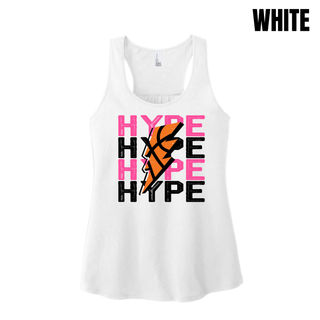 Hype Basketball Lightning Bolt Women's Racerback Tank in White