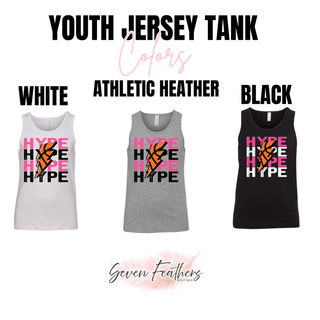 Hype Basketball Lightning Bolt Youth Jersey Tank color options in white, athletic heather, and black