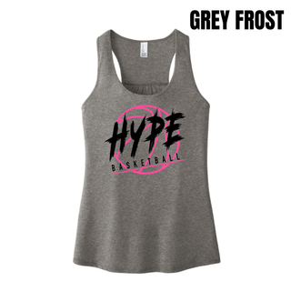 Hype Basketball Logo Women's Racerback Tank in Grey Frost