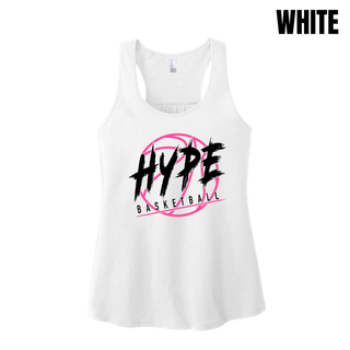 Hype Basketball Logo Women's Racerback Tank in White