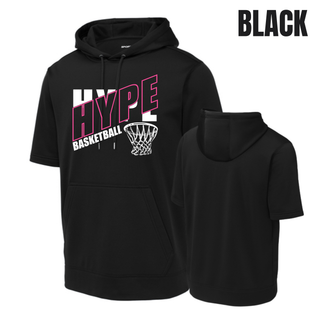 Hype Basketball Net Fleece Short Sleeve Hooded Pullover in Black