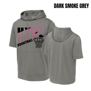 Hype Basketball Net Fleece Short Sleeve Hooded Pullover in Dark Smoke Grey