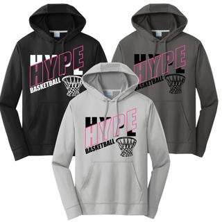 Hype Basketball Net Performance Hoodie in Black, Customized with Name and Number