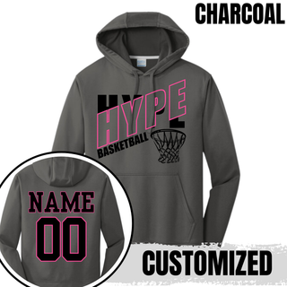 Hype Basketball Net Performance Hoodie in Charcoal, Customized with Name and Number