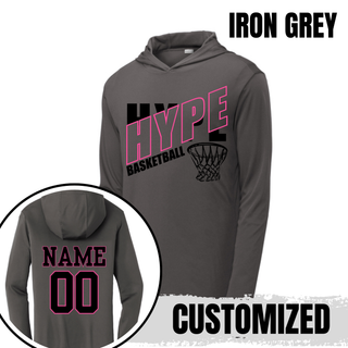 Hype Basketball Net PosiCharge Competitor Hoodie in Iron Grey, Customized with Name and Number