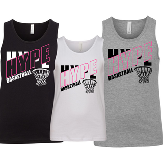 Hype Basketball Net Youth Jersey Tank in Black, White, and Athletic Heather Grey