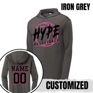 Hype Basketball Personalized PosiCharge Competitor Hoodie in iron grey with customized name and number on the back