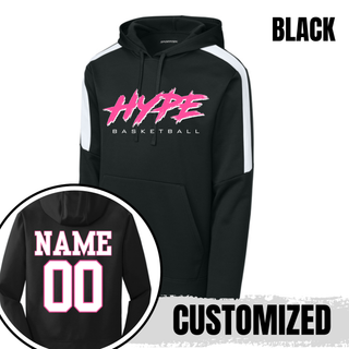 Hype Basketball Script Fan Favorite Hoodie in Black, personalized with name and number on back