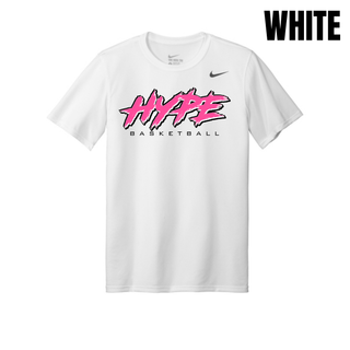 Hype Basketball Script Men's rLegend Tee in White with pink brush script HYPE Basketball design