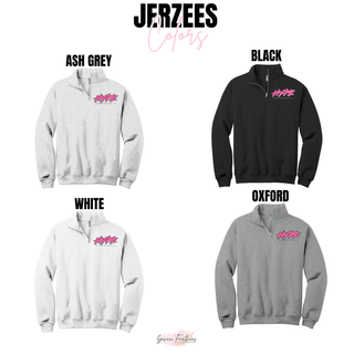 Hype Basketball Script NuBlend Fleece Quarter-Zip in Ash Grey, Black, White, and Oxford