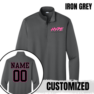 Hype Basketball Script PosiCharge Quarter-Zip in Iron Grey, personalized with name and number on back