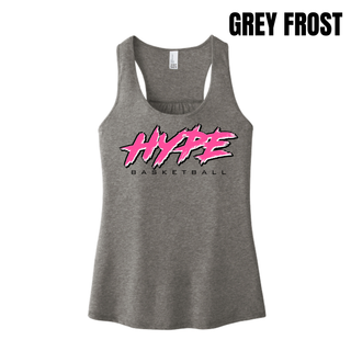 Hype Basketball Script Women's Racerback Tank in Grey Frost