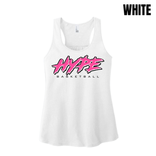Hype Basketball Script Women's Racerback Tank in White