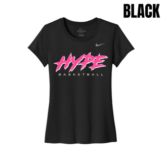 Hype Basketball Script Women's rLegend Tee in Black with pink brush script HYPE Basketball design