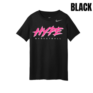 Hype Basketball Script Youth rLegend Tee in Black with pink brush script HYPE Basketball design