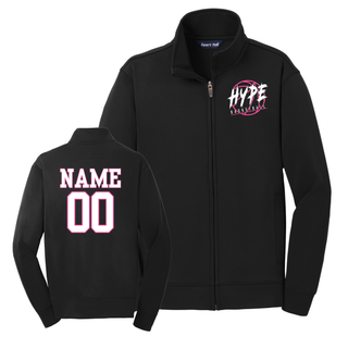 Hype Basketball Sport-Wick Fleece Full-Zip Jacket in black with HYPE BASKETBALL logo front and personalized name and number on back