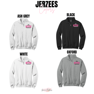 Hype Basketball Varsity NuBlend Fleece Quarter-Zip Jerzees color options: Ash Grey, Black, White, and Oxford