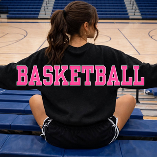 Hype Basketball Varsity Oversized Crewneck - Black, back lettering detail