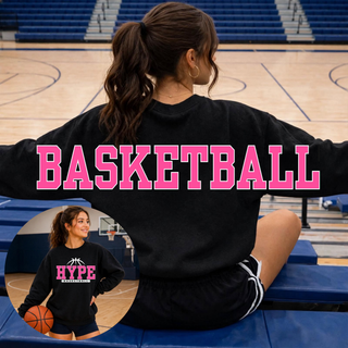 Hype Basketball Varsity Oversized Crewneck - Black, back with oversized BASKETBALL lettering