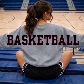 Hype Basketball Varsity Oversized Crewneck - Sport Grey, back lettering detail