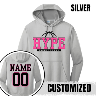 Hype Basketball Varsity Performance Fleece Hoodie in Black, back name and number detail