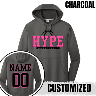 Hype Basketball Varsity Performance Fleece Hoodie in Black, personalized with name and number on back