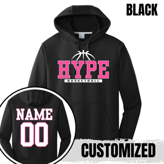 Hype Basketball Varsity Performance Fleece Hoodie in Silver, personalized with name and number on back
