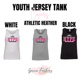 Hype Basketball Varsity Youth Jersey Tank color options: White, Athletic Heather, and Black