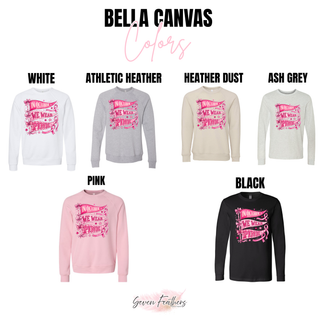 In October we wear pink pennant design Bella Canvas color options