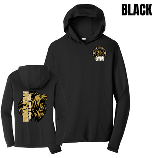 Iron Warriors Gym Art of Eight Limbs PosiCharge Hooded Pullover in Black, front and back