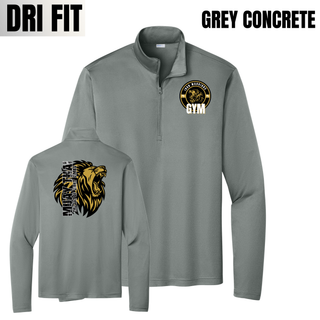 Iron Warriors Gym Art of Eight Limbs PosiCharge Quarter-Zip in Grey Concrete, front and back