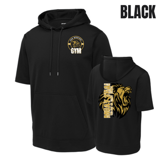 Iron Warriors Gym Art of Eight Limbs Short Sleeve Hooded Pullover in Black, front and back