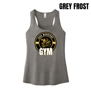 Iron Warriors Gym Lion Crest Women's Racerback Tank in Grey Frost