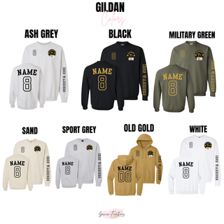 Iron Warriors Gym Name and Number Top color chart: ash grey, black, military green, sand, sport grey, old gold, white
