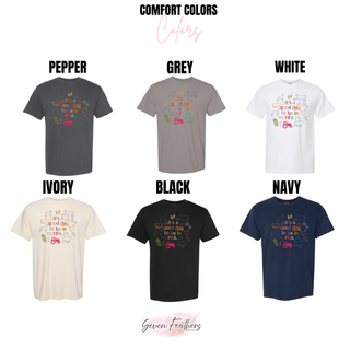 It's a good day to be in ag top graphic tee color options including pepper grey white ivory black and navy