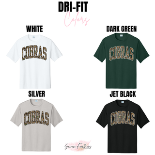 Jackson Heights Camo Cobras Dri-Fit Performance Top color options White Dark Green Silver Jet Black