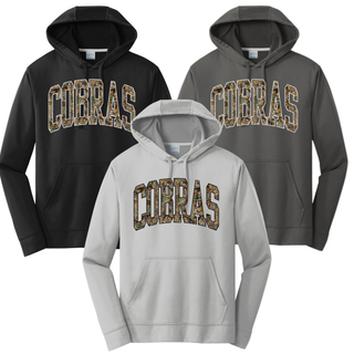 Jackson Heights Camo Cobras Performance Fleece Hoodie in Black with camo COBRAS wordmark