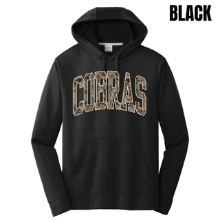 Jackson Heights Camo Cobras Performance Fleece Hoodie color options Black Charcoal Silver
