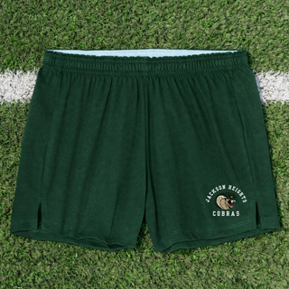 Jackson Heights Cobras Arched Logo Jersey Knit Squad Shorts in forest green