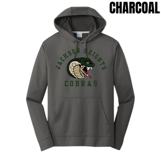 Jackson Heights Cobras Arched Logo Performance Fleece Hoodie in charcoal